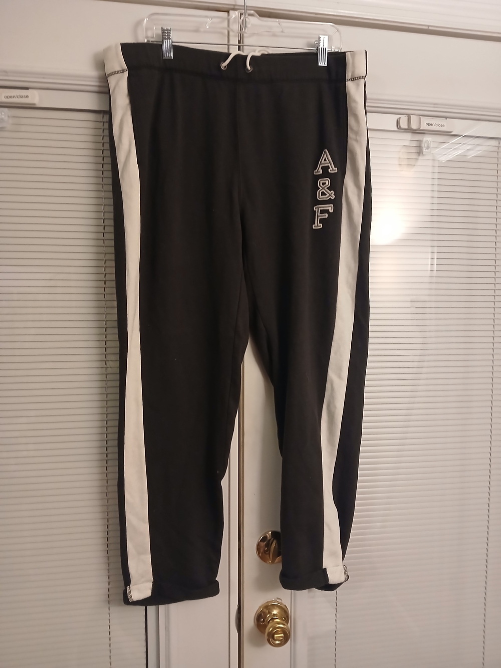 Abercrombie & Fitch Navy Jogger Y2KTrack Pants with Cream Side Stripes